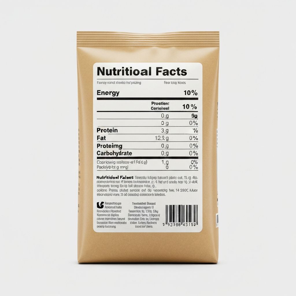 Tápértéktáblázat csomag hátoldalán